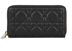 Christian Dior Lady Dior Voyageur Wallet,Lambskin,Black,98MA*0524,B/DB,3*